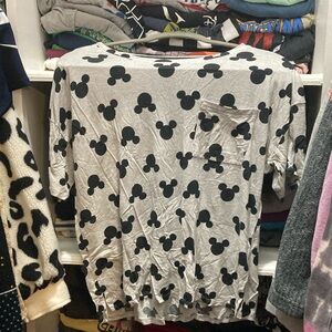 Disney Gray Tee with Black Mickey Mouse Pattern